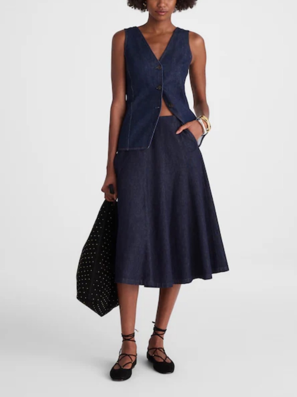 Madewell Dark Indigo Denim flared Circle Skirt